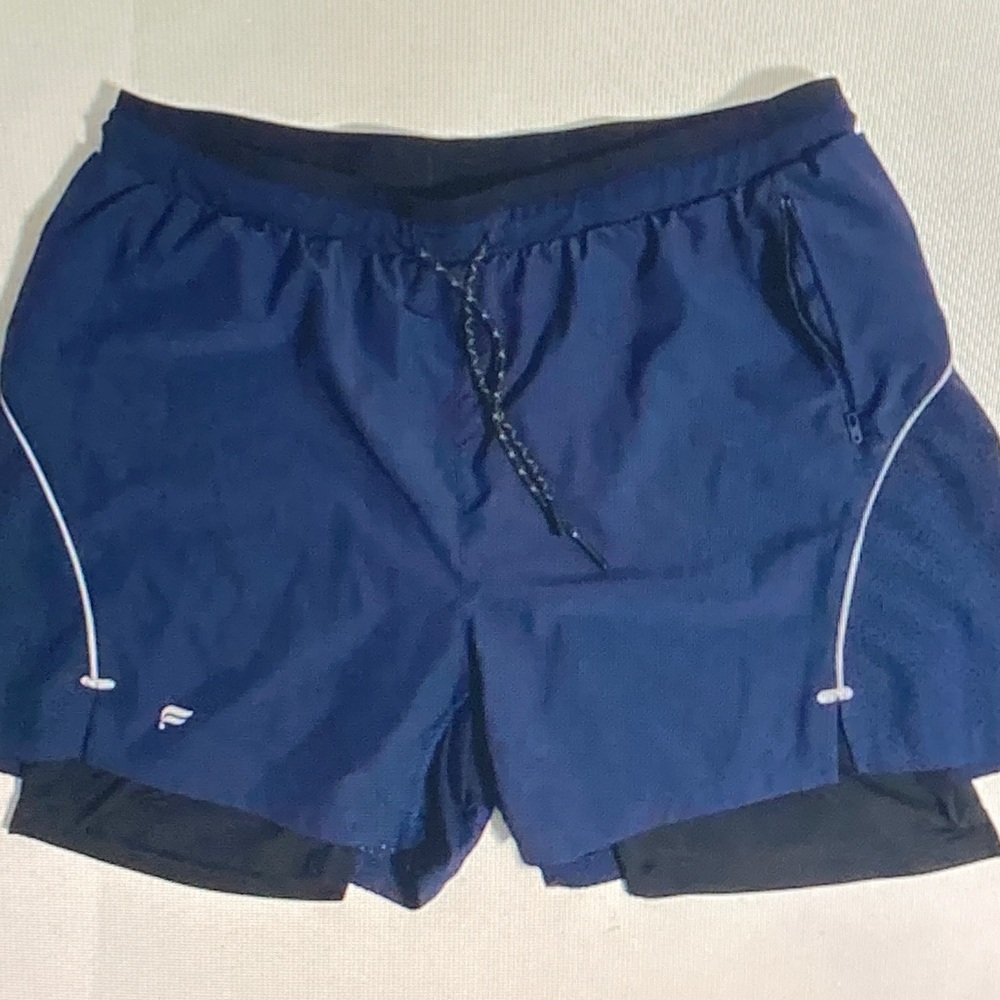 Fabletics Blue Athletic Shorts with Black Details